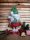 Karácsonyi "Kobold Manó" piros nadrágban és zöld sapkában (45cm)