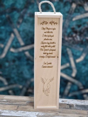 Esküvői Szülőköszöntő bortartó fadoboz "Kéz a Kézben" - Édesapáknak Vőlegény részéről