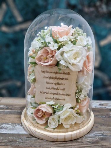 Esküvői szülőköszöntő búrában 25cm Édesanyák számára - Rózsaszín virágokkal - Talpig Öltönyben...