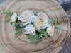 Esküvői hajdísz - Ekrü virágokkal és kristály levelekkel